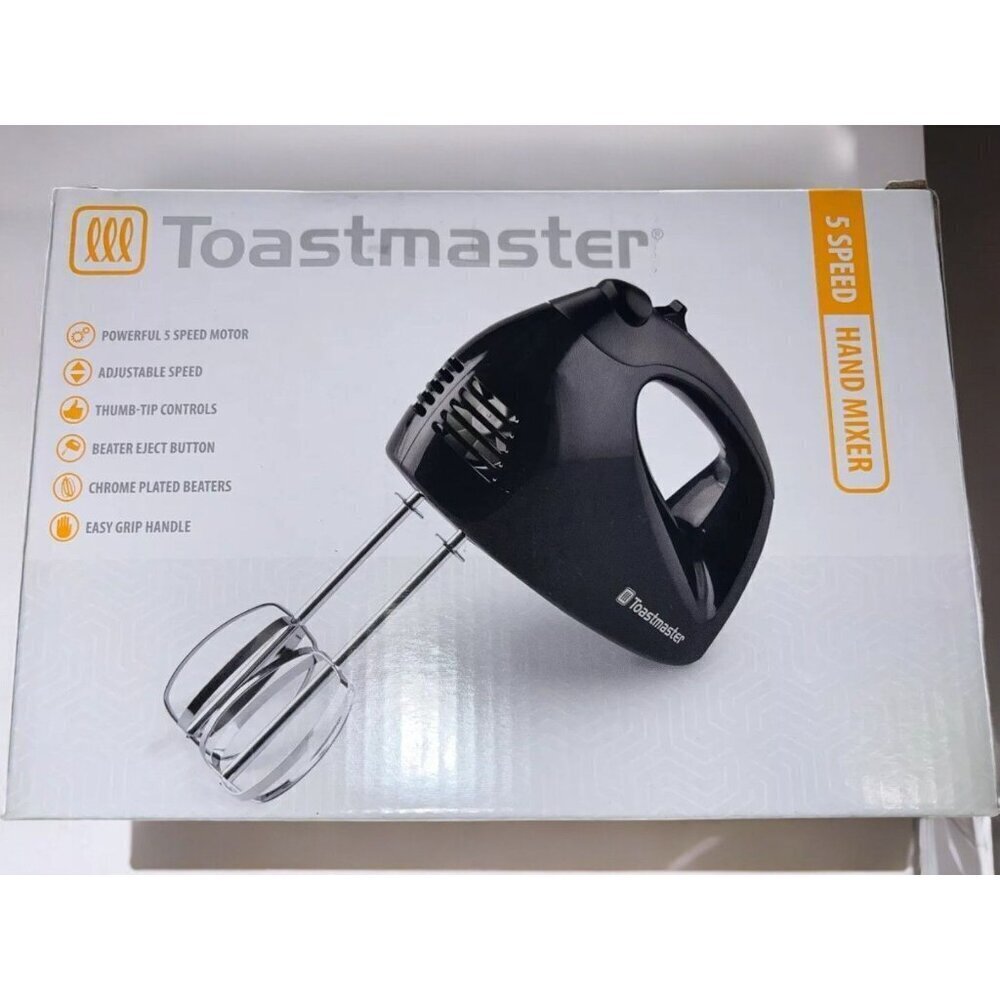 Toastmaster 5 Speed Hand Mixer Black Easy Grip Handle NEW TM-300HM
